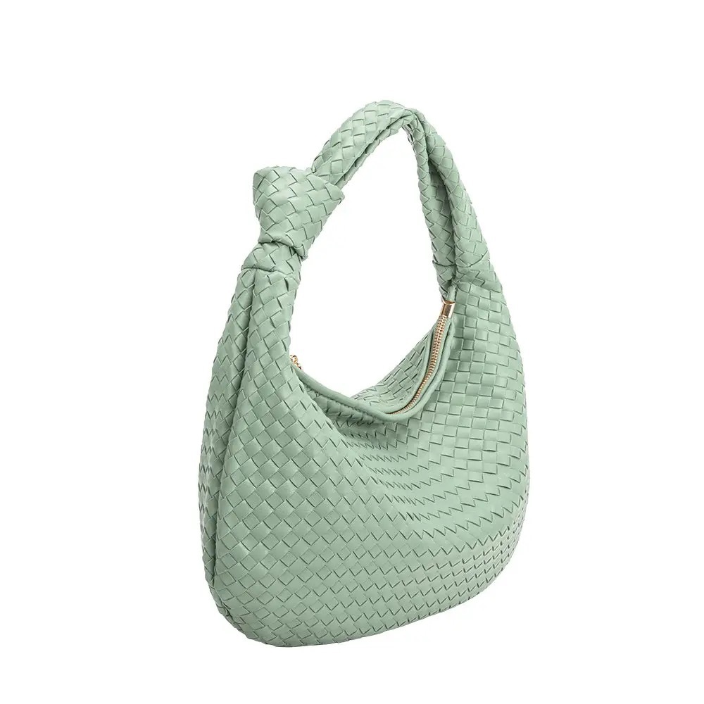 Brigitte Large Vegan Leather Shoulder Bag in Mint
